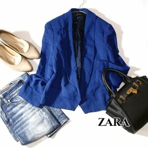 美品 ザラ ウーマン ZARA WOMAN ゆったりノーボタン カジュアルジャケット S 春 秋 合服 24D03