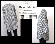 【009-2】HeartMarketハートマーケット★ギンガムチェック長袖シャツチュニック/Mサイズ_画像1