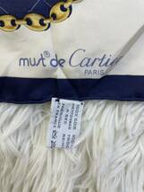 Cartier　カルティエ　フランス製　宝石　ロゴ　チェーン　鎖　ジュエリー　大判　シルクスカーフ　絹100%　ストール　正規品　83cm×83cm_画像8