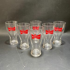N 3154　[ Budweiser ビールグラス ６点セット！！]　バドワイザー レトロ オリジナルグラス タンブラー ビアグラス ヴィンテージ 保管品