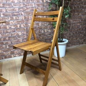 940 ガーデンテーブルセット ガーデンファニチャー 木製 テーブル+チェア 折り畳みタイプ 現状品の画像4