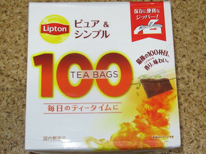 リプトン　紅茶　ピュア＆シンプル　100バッグ入×1個　便利なチャック付き