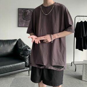 新品☆Tシャツ 半袖 ビッグシルエット ストリート 韓国ファッション グレー 