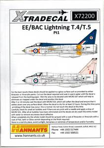 1/72　エクストラデカール　Xtradecal X72200 BAC/EE Lightning T.4/T.5 Part 1