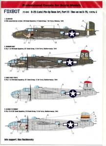 1/72 FOXBOT DECALS 72-040 North American B-25G/J Mitchell Late, Pin-Up Nose Art and Stencils B-25G/J　ピンナップノーズアート