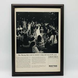 『 メイタグ　洗濯機 』ビンテージ 広告　60年代　フレーム 付 ポスター 当時物 額付 LIFE 雑誌 アンティーク MAYTAG