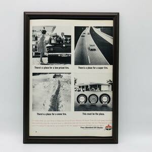 『 スタンダード オイル 』ビンテージ 広告　60年代　フレーム 付 ポスター 当時物 額付 LIFE 雑誌 アンティーク STANDARD OIL