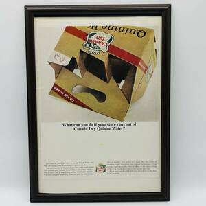 『 カナダドライ 』ビンテージ 広告　60年代　フレーム 付 ポスター 当時物 額付 LIFE 雑誌 アンティーク CANADA DRY