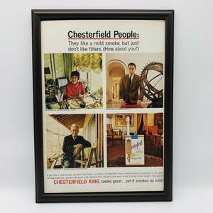 『 チェスターフィールド 煙草 』ビンテージ 広告　60年代　フレーム 付 ポスター 当時物 額付 LIFE 雑誌 アンティーク CHESTERFIELD