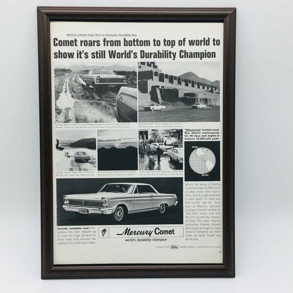 『 マーキュリー コメット 』ビンテージ 広告　60年代　フレーム 付 ポスター 当時物 額付 LIFE 雑誌 アンティーク Mercury Comet
