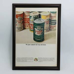 『 カナダ　ドライ 』ビンテージ 広告　60年代　フレーム 付 ポスター 当時物 額付 LIFE 雑誌 アンティーク CANADA DRY