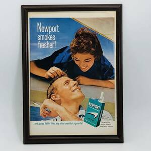 『 ニューポート　煙草 』ビンテージ 広告　60年代　フレーム 付 ポスター 当時物 額付 LIFE 雑誌 アンティーク NEWPORT