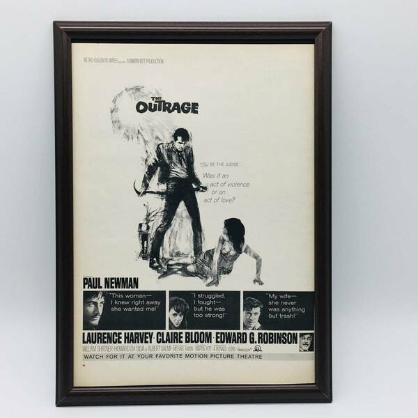 『 映画　暴行（The Outrage）』ビンテージ 広告　60年代　フレーム 付 ポスター 当時物 額付 LIFE 雑誌 アンティーク
