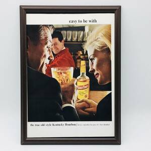 『 アーリータイム　ウイスキー 』ビンテージ広告　60年代　フレーム付 ポスター 当時物 額付 LIFE 雑誌 アンティーク EARLY Times Whisky