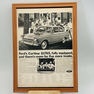 『 フォード ( FORD )』ビンテージ 広告　60年代　フレーム 付 ポスター 当時物 額付 LIFE 雑誌 アンティーク