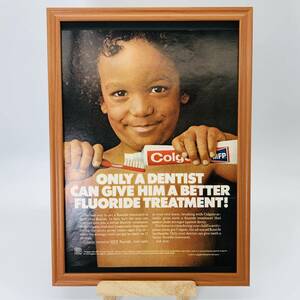 『 コルゲート 歯磨き粉 』ビンテージ 広告　60年代　フレーム 付 ポスター 当時物 額付 LIFE 雑誌 アンティーク