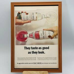 『 バカルディ―　ラム 』ビンテージ 広告　60年代　フレーム 付 ポスター 当時物 額付 LIFE 雑誌 アンティーク