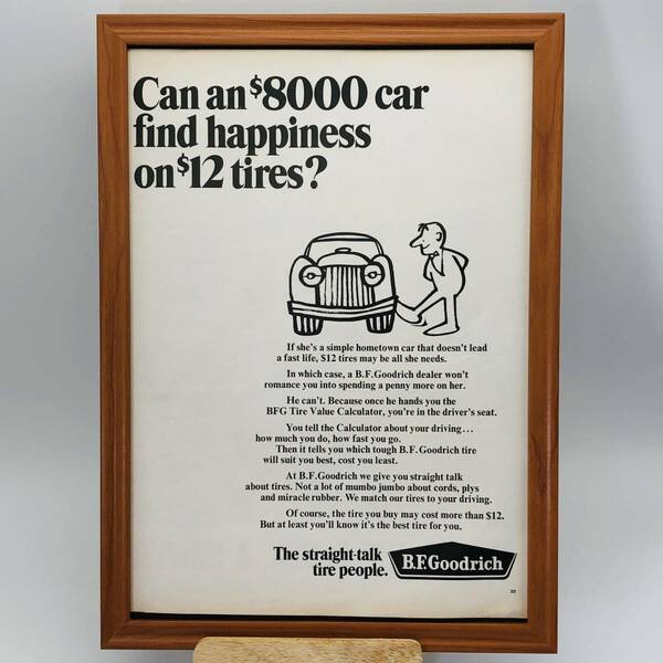 『 グッドリッチ　タイヤ 』ビンテージ 広告　60年代　フレーム 付 ポスター 当時物 額付 LIFE 雑誌 アンティーク