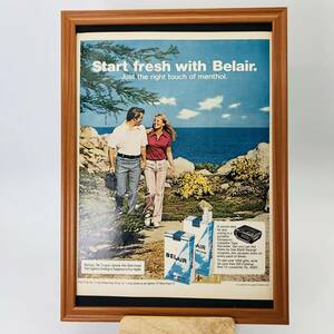 『 ベルエア　煙草 』ビンテージ 広告　60年代　フレーム 付 ポスター 当時物 額付 LIFE 雑誌 アンティーク BELAIR