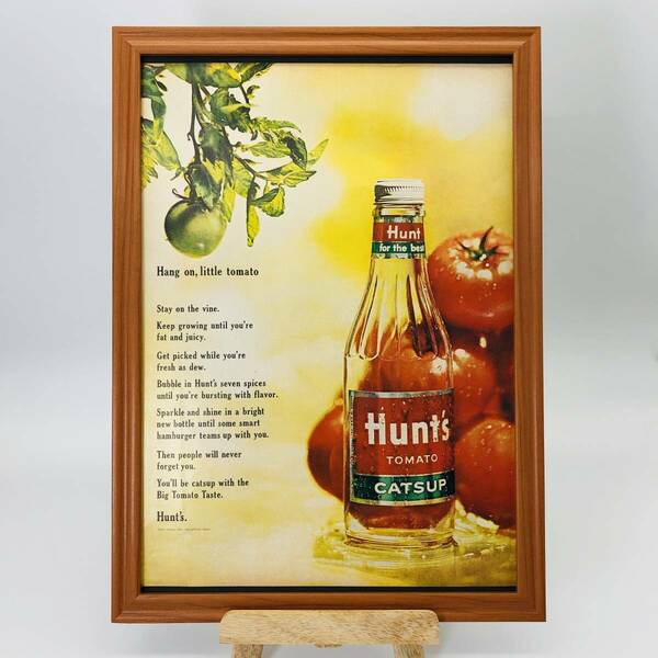 『 Hunt's トマトソース 』ビンテージ 広告　60年代　フレーム 付 ポスター 当時物 額付 LIFE 雑誌 アンティーク