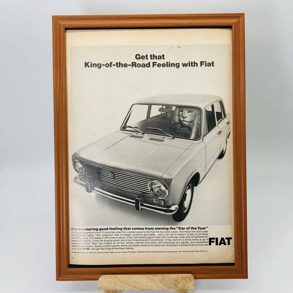 『 フィアット ( FIAT ) 』ビンテージ 広告　60年代　フレーム 付 ポスター 当時物 額付 LIFE 雑誌 アンティーク