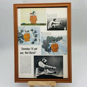 『 コミック ピーナッツ 』ビンテージ 記事　60年代　フレーム 付 ポスター 当時物 額付 LIFE 雑誌 アンティーク