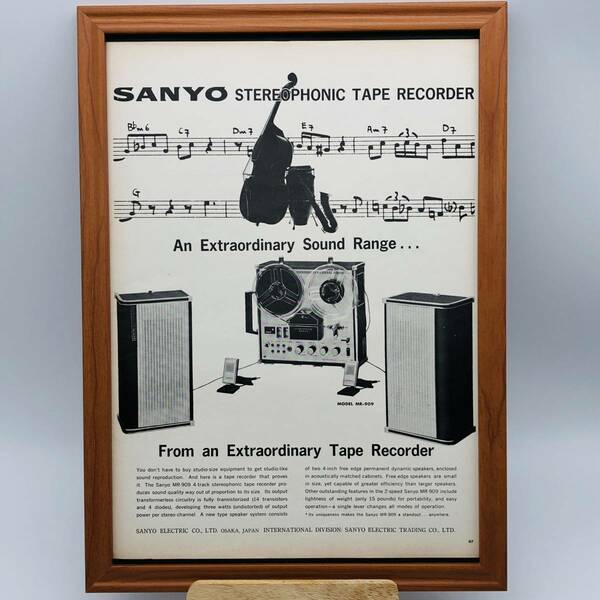 『 サンヨー電気 SANYO 』ビンテージ 広告　60年代　フレーム 付 ポスター 当時物 額付 LIFE 雑誌 アンティーク
