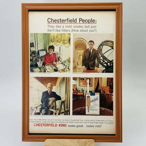 『 チェスターフィールド　煙草』ビンテージ 広告　60年代　フレーム 付 ポスター 当時物 額付 LIFE 雑誌 アンティーク