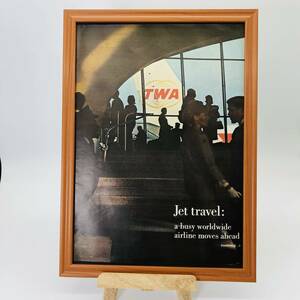 『 ジェット旅行 (JET TRAVEL ) 』ビンテージ 広告　60年代　フレーム 付 ポスター 当時物 額付 LIFE 雑誌 アンティーク