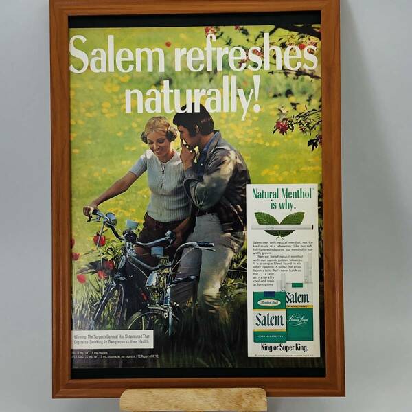 『 セーラム メンソール 煙草 ( salem )　』1960年代 LIFE 雑誌 オリジナル広告 額装済み　60年代　フレーム 付 ポスター アンティーク