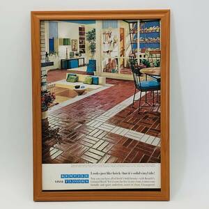 『 KENTILE VINYL FLOORS　フローリング 』1960年代 LIFE 雑誌 オリジナル広告 額装済み　60年代　フレーム 付 ポスター アンティーク