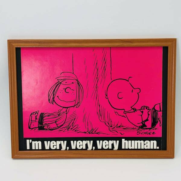 ピーナッツ 『 パティーとチャーリー・ブラウン 』 1971’ｓ ビンテージ フレーム 付 ポスター 当時物 額付 アンティーク スヌーピー