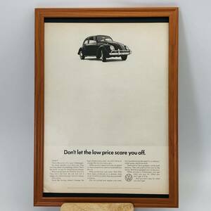 『 フォルクスワーゲン ( VW )　』ビンテージ 広告　60年代　フレーム 付 ポスター 当時物 額付 LOOK 雑誌 アンティーク