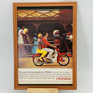 『 HONDA CUB ( ホンダ カブ ) 』ビンテージ 広告　60年代　フレーム 付 ポスター 当時物 額付 LOOK 雑誌 アンティーク