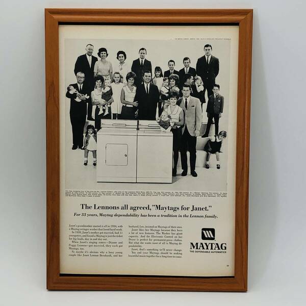 『 メイタグ　洗濯機 』ビンテージ 広告　60年代　フレーム 付 ポスター 当時物 額付 LIFE 雑誌 アンティーク オリジナル