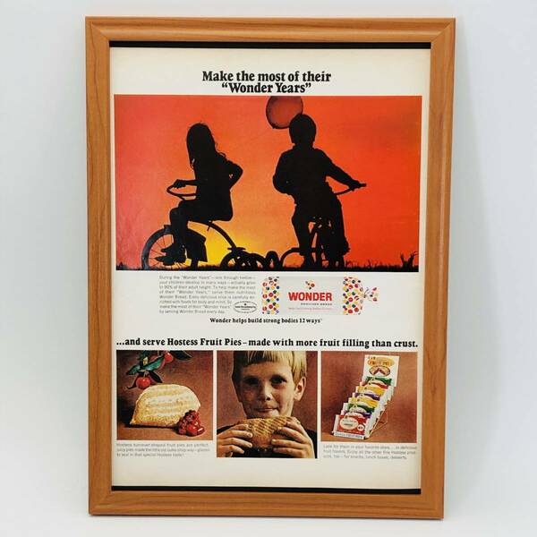 『 ワンダー お菓子 WONDER 』ビンテージ 広告　60年代　フレーム 付 ポスター 当時物 額付 LIFE 雑誌 アンティーク オリジナル