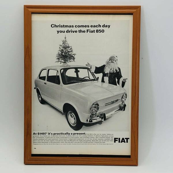 『 フィアット　FIAT 』ビンテージ 広告　60年代　フレーム 付 ポスター 当時物 額付 LIFE 雑誌 アンティーク オリジナル