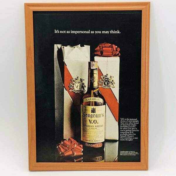 『 シーグラム V.O ウイスキー 』ビンテージ 広告　60年代　フレーム 付 ポスター 当時物 額付 LIFE 雑誌 アンティーク オリジナル