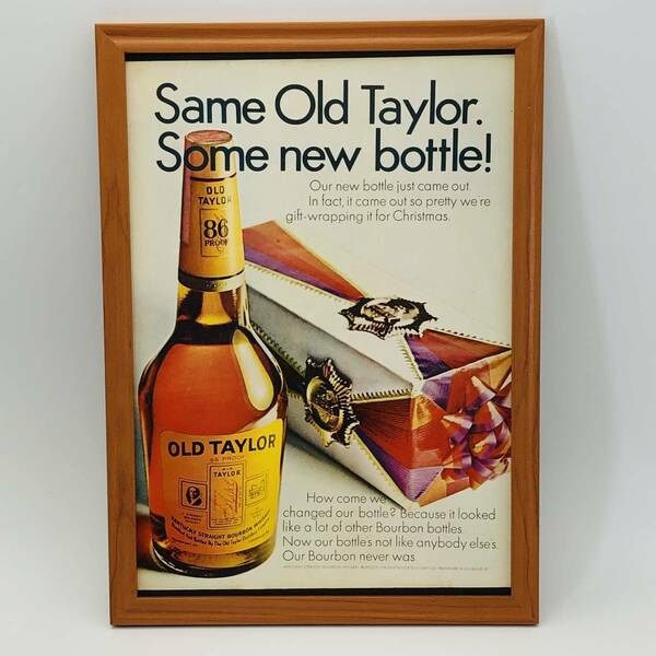『 Old Taylorバーボン 』ビンテージ 広告　60年代　フレーム 付 ポスター 当時物 額付 LIFE 雑誌 アンティーク オリジナル