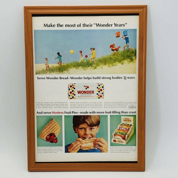 『 WONDER ケーキ 』ビンテージ 広告　60年代　フレーム 付 ポスター 当時物 額付 LIFE 雑誌 アンティーク オリジナル
