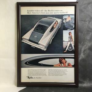 『 ランブラー　ファストバック 』ビンテージ広告　1960年代　当時物　Ｂ4　フレーム付 LIFE 雑誌 広告 アンティーク RANBLER