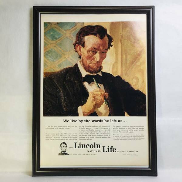 『 THE Lincoln Life (単行本） 』ビンテージ広告　1960年代　当時物　Ｂ4　フレーム付 LIFE 雑誌 広告 ポスター 額付 アンティーク