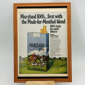 『 メリーランド 100'S 煙草 』ビンテージ 広告　60年代　フレーム 付 ポスター 当時物 額付 LIFE 雑誌 アンティーク　オリジナル