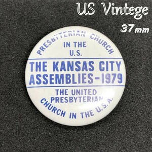 ヴィンテージ　缶バッジ　　『 カンザスシティ集会　1979 』　当時物　アメリカ　ビンテージ　バッチ ピンバッジ　米国 (BAT298)