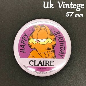 ヴィンテージ 缶バッジ イギリス 『 クレア 誕生日おめでとう！ 』 当時物 ビンテージ バッチ (BAT397)