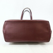 K ◎【商品ランク:B】コーチ COACH 型押しレザー ロゴメタル ロゴチャーム付 セミショルダー 肩掛け トートバッグ 婦人鞄 ボルドー系_画像7