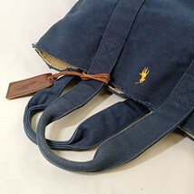 K ◎【商品ランク:B】ポロ ラルフローレン POLO RALPH LAUREN キャンバス ポニー刺繍 ロゴチャーム付 セミショルダー 肩掛け トートバッグ_画像6