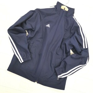 N × 【商品ランク:B】アディダス adidas 長袖 ジップアップ ナイロン ジャケット sizeS レディース アウター 婦人服 ネイビー 紺色系