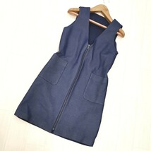 V × 【商品ランク:B】アナイ ANAYI ひざ丈 ニット ノースリーブワンピース size38 レディース トップス 婦人服 ネイビー 紺色系_画像1