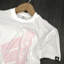 T ◎ 【商品ランク:S】未使用 アディダス adidas 上質コットン ロゴプリント 半袖 Tシャツ sizeL レディース トップス 婦人服 ホワイト系_画像2